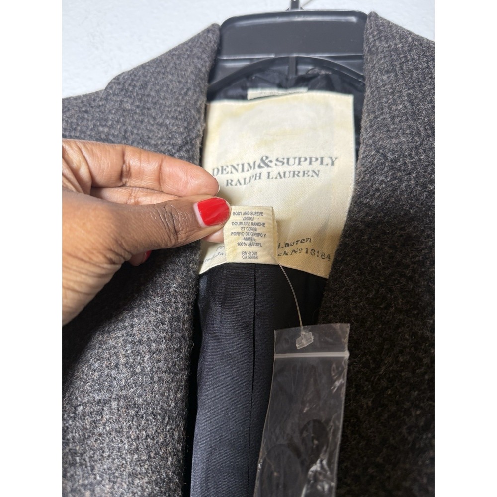 Ralph Lauren Denim & Supply Gray Tweed Wool Double Breasted Pea Coat Womens LG - Picture 7 of 11